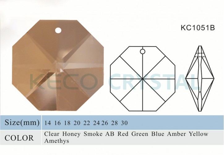 octagon crystal parts, one hole octagon-(KC1051B)
