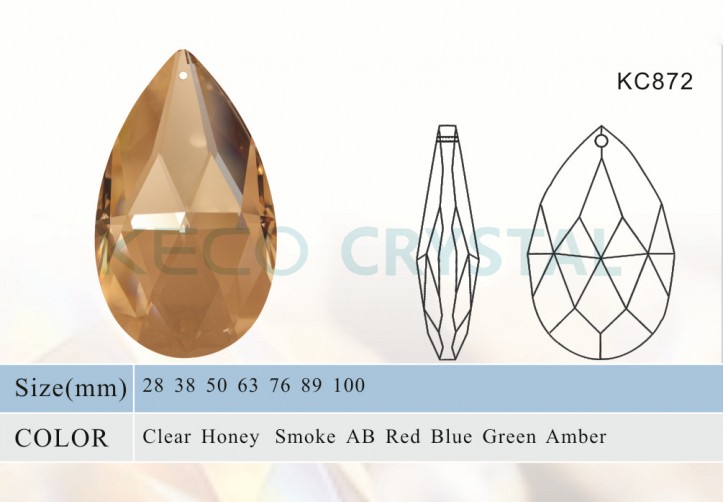 almond shape chandelier crystal drops -(KC872)